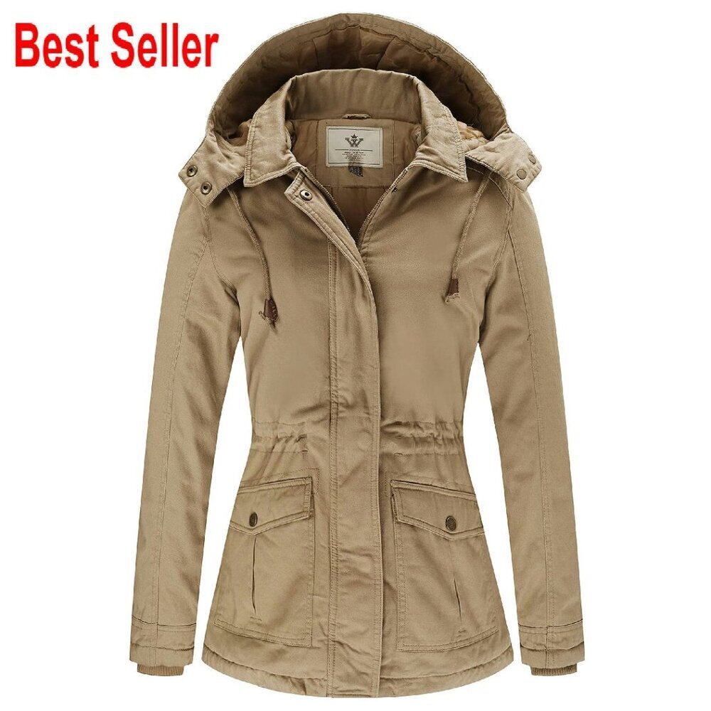 Winter Thicken Cotton Parka Jacket with Removable Hood Classic Warm Coat